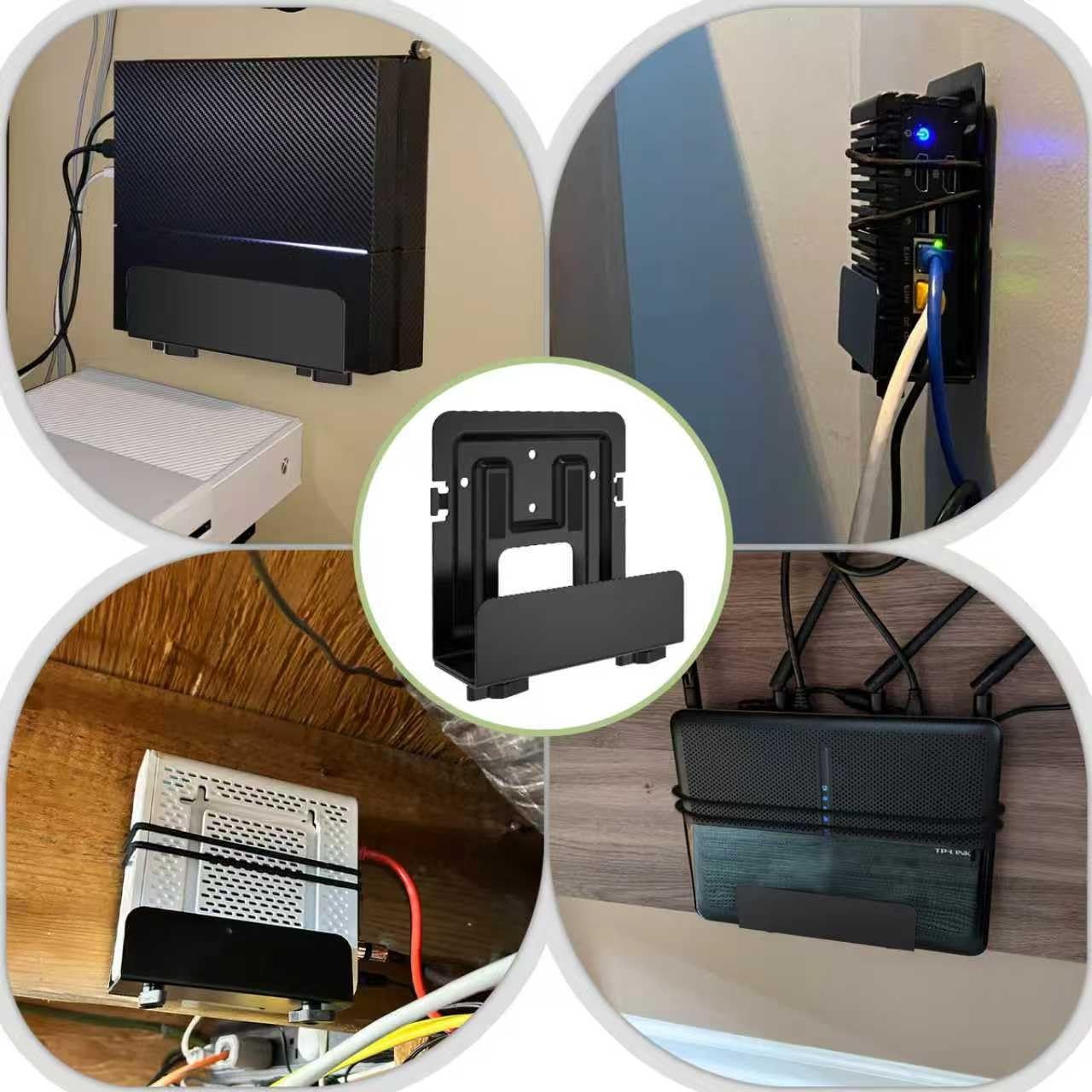 Cable Box Modem Wall Mount Adjustable For Small Wide Device Media DVD 2 PCS