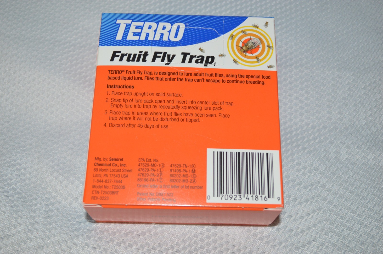 TERRO ~ FRUIT FLY TRAPS ~ #1 FRUIT FLY TRAP ~ 90 DAY SUPPLY ~ 2 TRAPS PER BOX