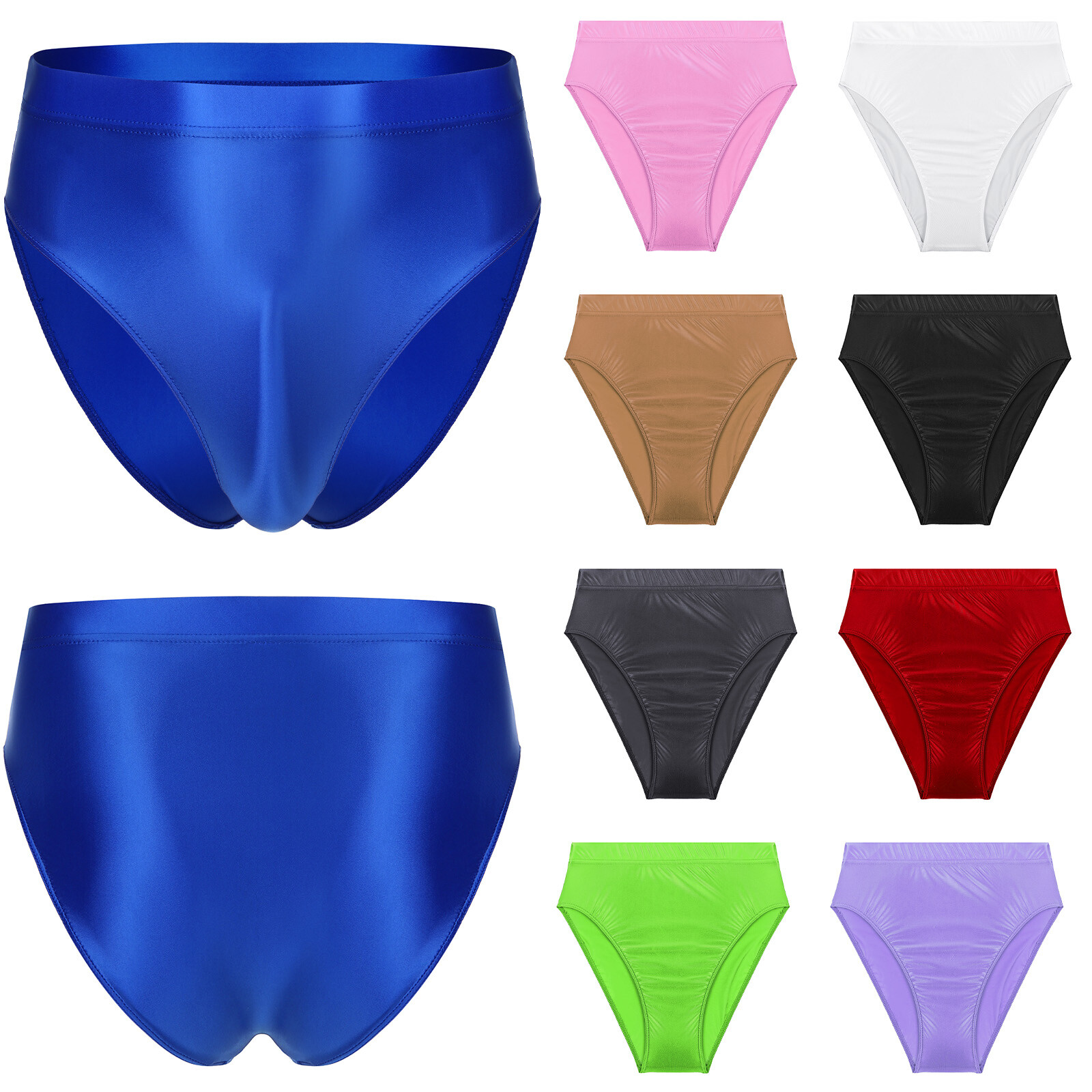 US Mens Glossy High Waist Briefs Underpants Underwears Swimsuit Bottom Swimwear
