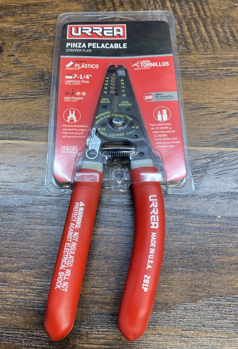 URREA 291P Ergo Wire Stripper Cutter Pliers 10-20 AWG Made in USA NEW 7.25”