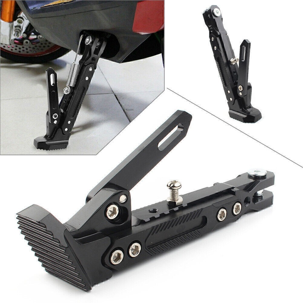 Adjustable Aluminum Alloy Non-slip Motorcycle Foot Side Support Stand Kickstand