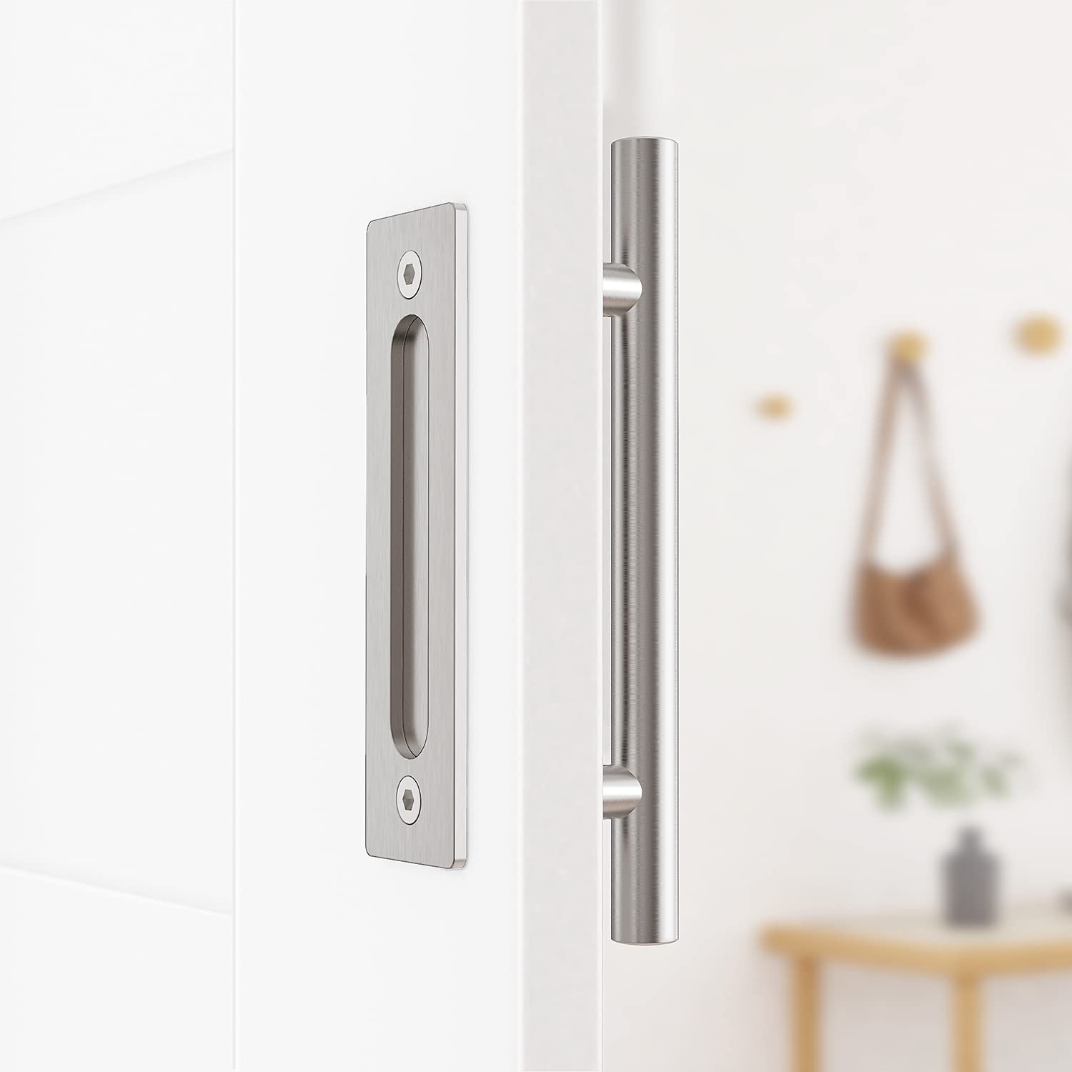 1 Pack12 Sliding Barn Door Handles Hardware with Flush Finger Pull Double-Sid...