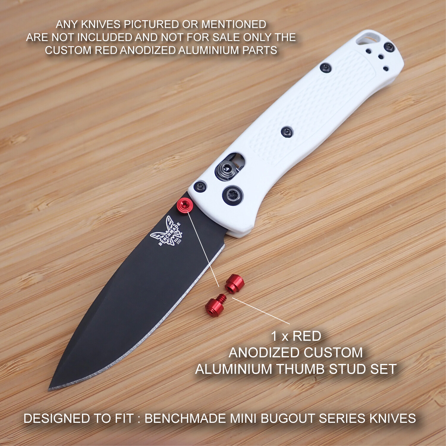 Benchmade 533BK-1 Mini BUGOUT Custom Designed Thumb Stud Set - Anodized RED