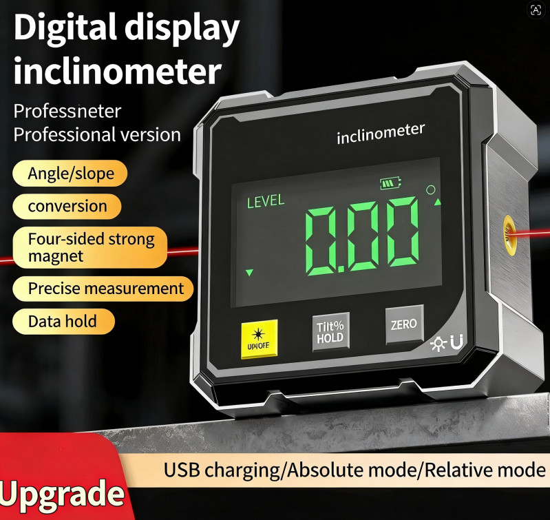 Digital Angle Finder with Electronic Laser,4-Side Magnetic Angle Gauge,Woodwork