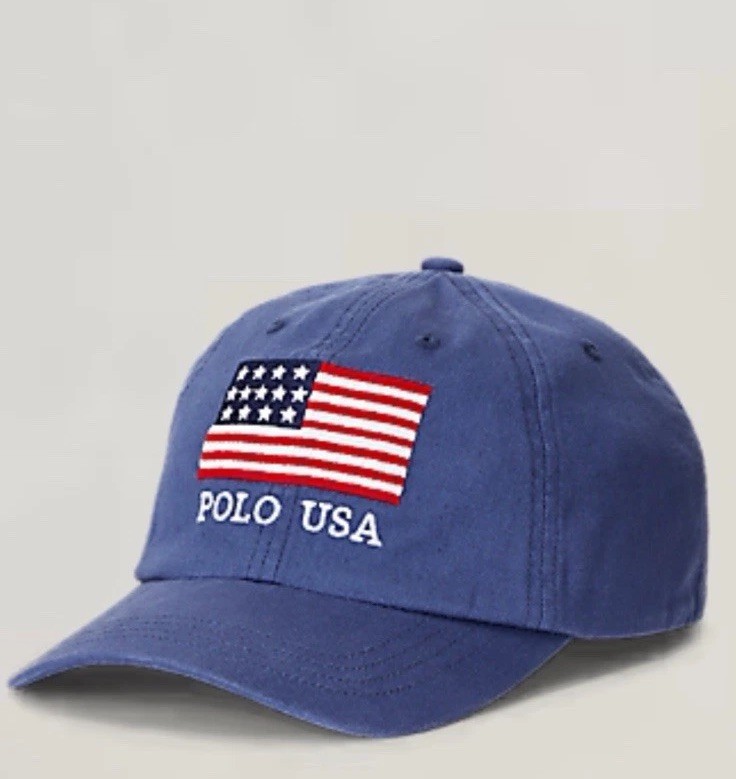 NWT Polo Ralph Lauren USA Flag Cotton Twill Ball Cap Boys Sz (8-20) 56 cm
