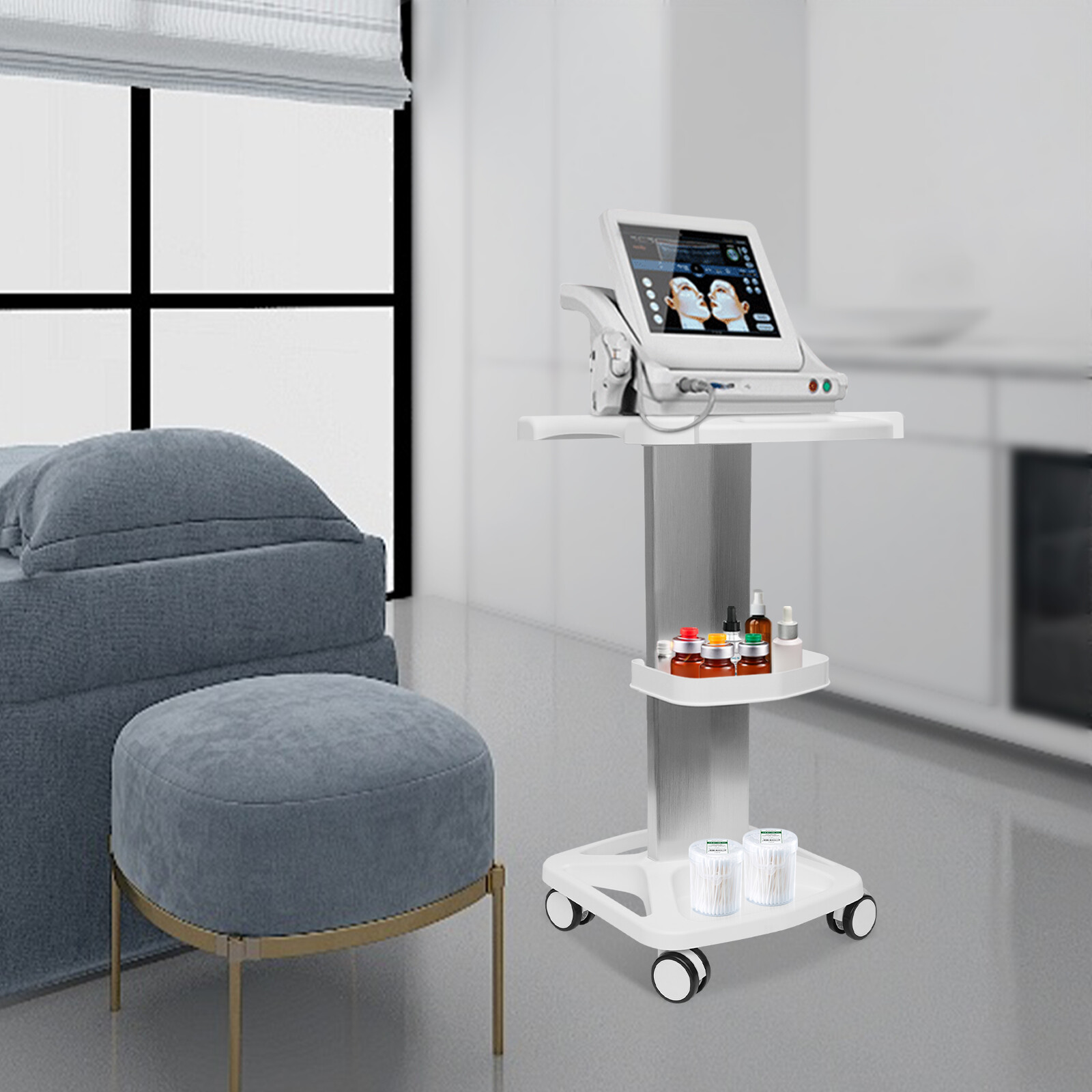 Dental Trolley Medical Cart Steel Mobile Tool Cart Swivel Caster