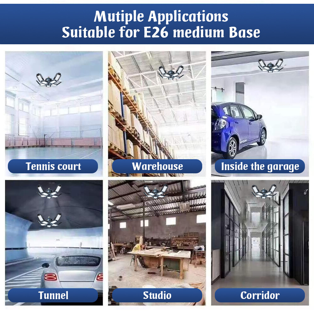 9000000LM LED Garage Light Super Bright Work Shop Ceiling Lights Deformable Bulb