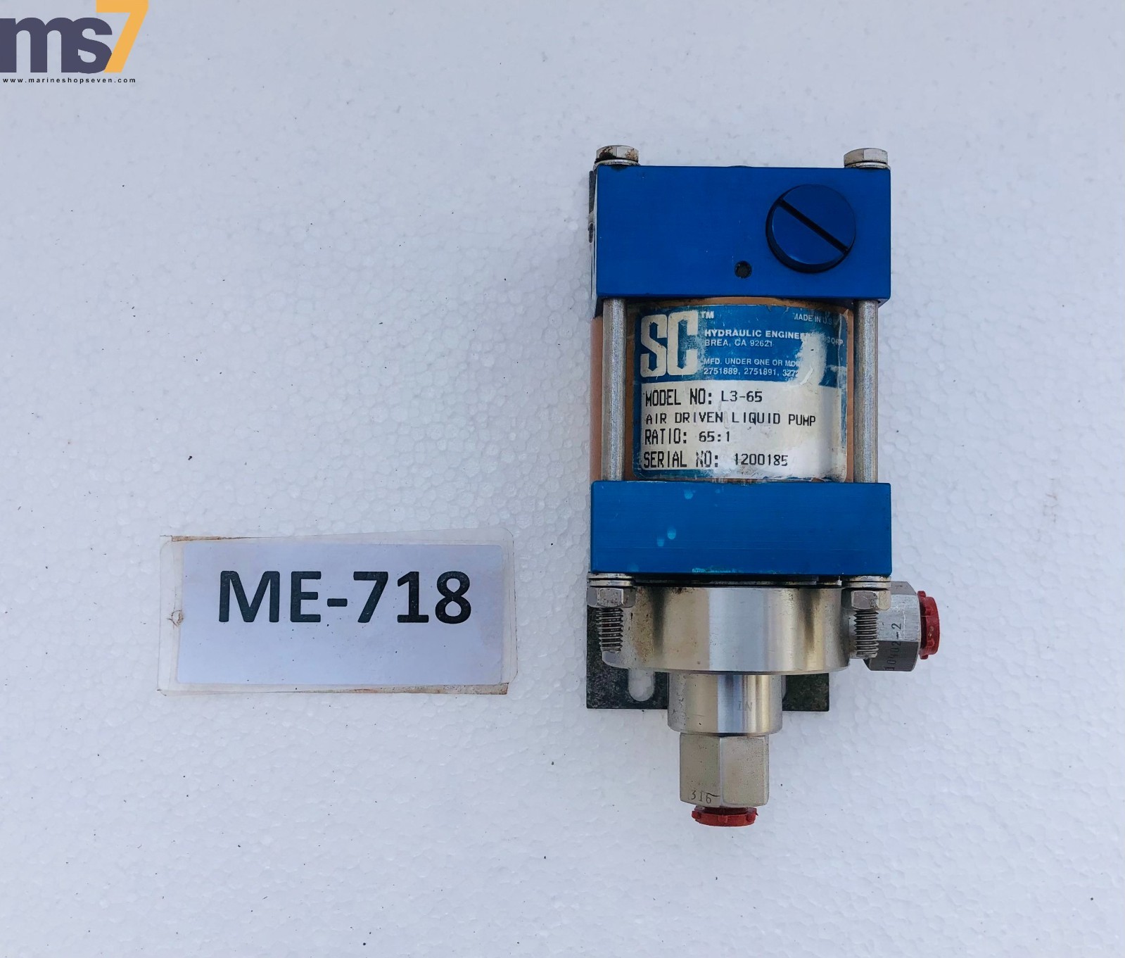 SC HYDRAULIC L3-65 AIR DRIVEN HYDRAULIC LIQUID/ FLUID PUMP 65:1 RATIO #2