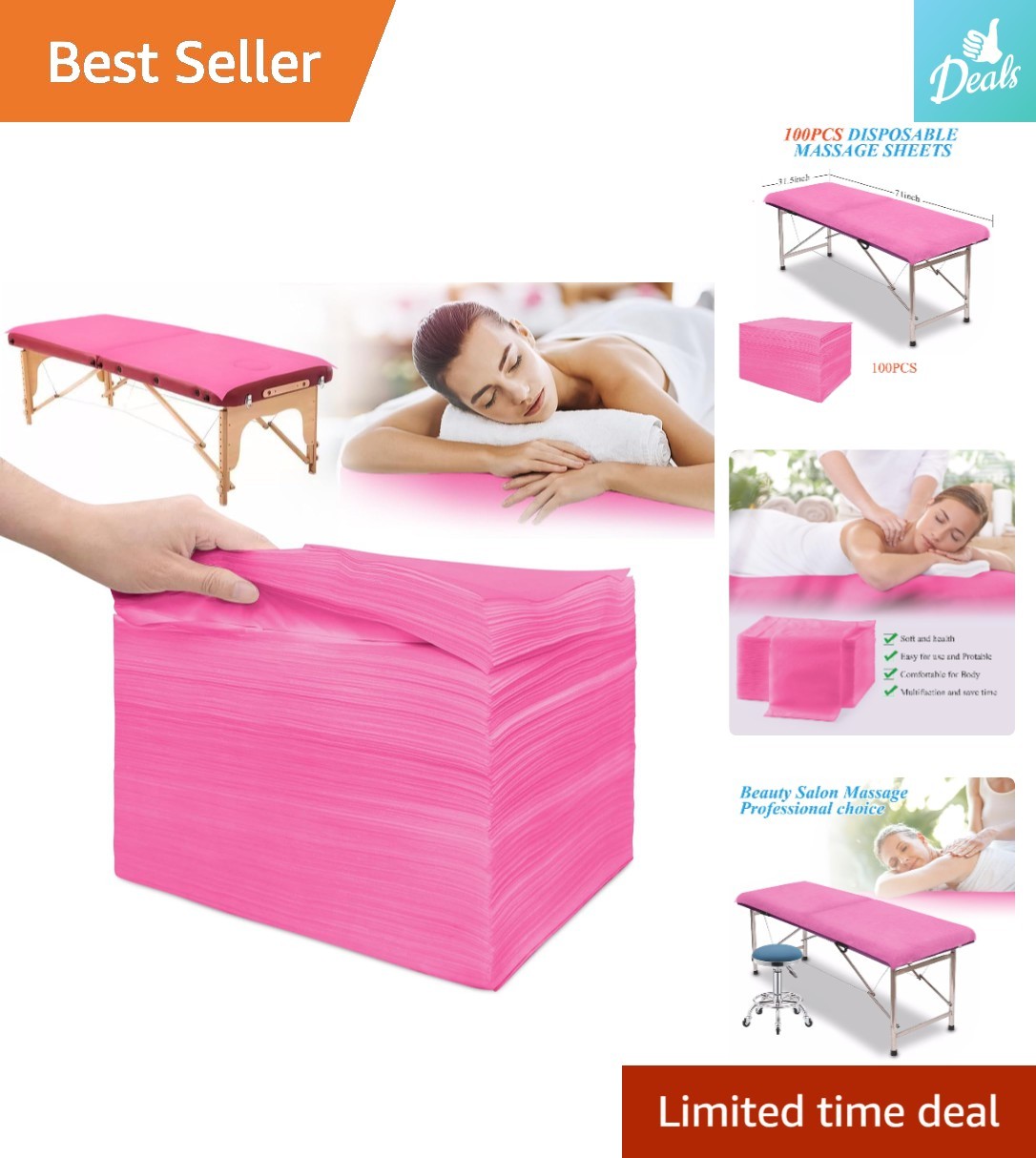 Pink Disposable Bed Covers - 100 Non-Woven Sheets for Ultimate Hygiene & Comfort