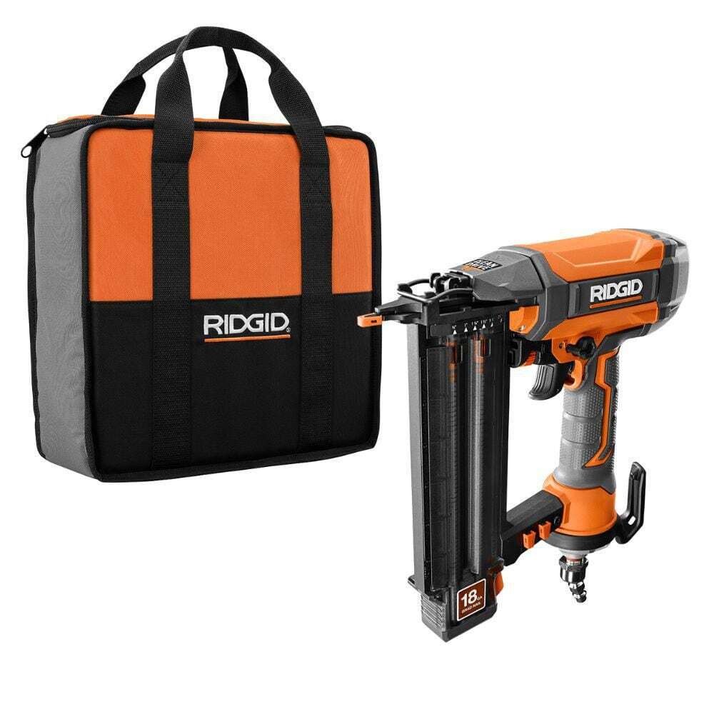RIDGID Pneumatic 18-Gauge 2-1/8 in. Brad Nailer CLEAN DRIVE w/Tool Bag