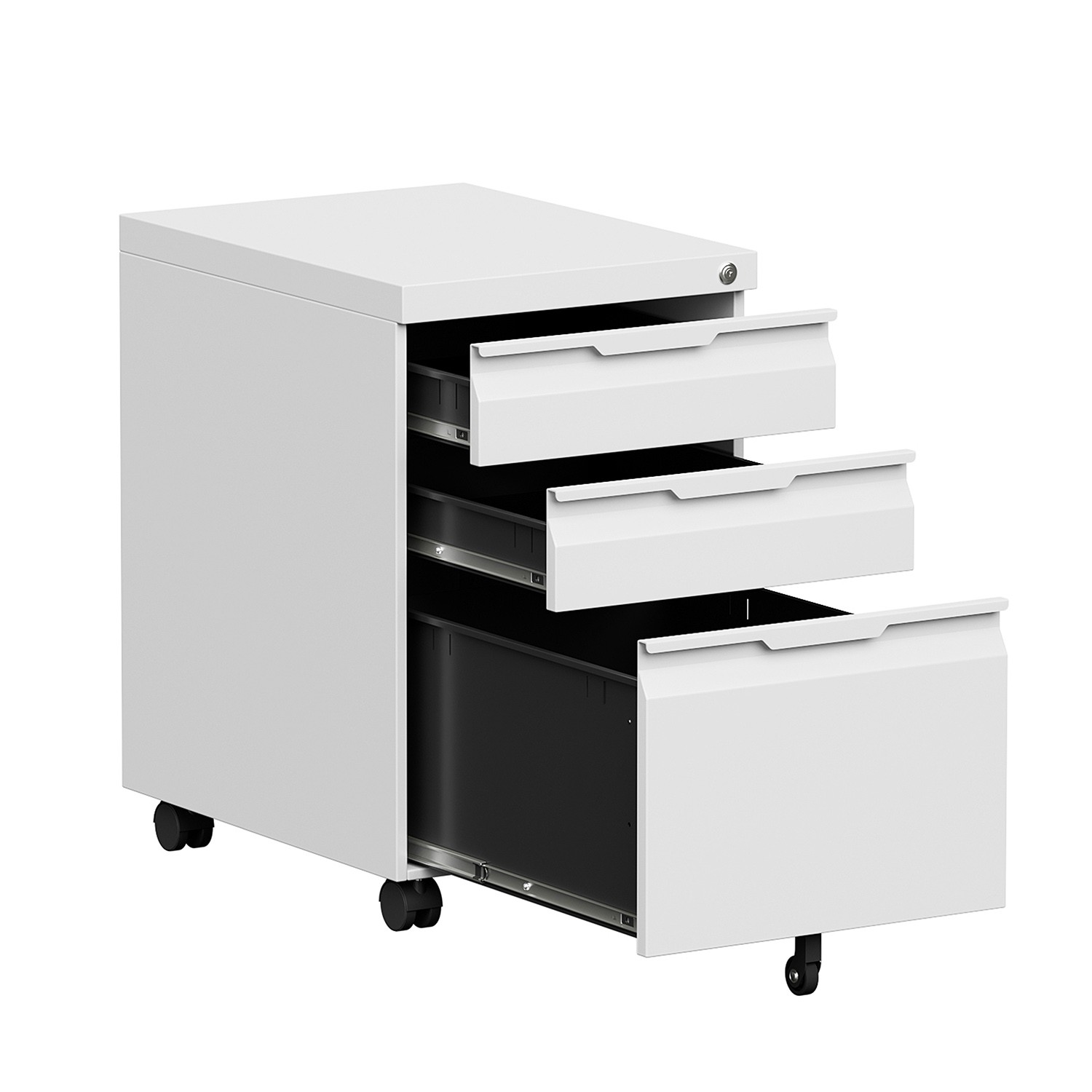 3 Drawer File Cabinet on wheel Vertical Filing Cabinet with Lock for Home Office