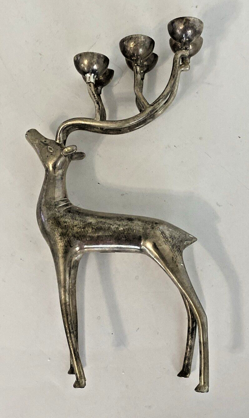Godinger Silver Plated Reindeer Candelabra Candle Holder Deer  H5 for 6 candles