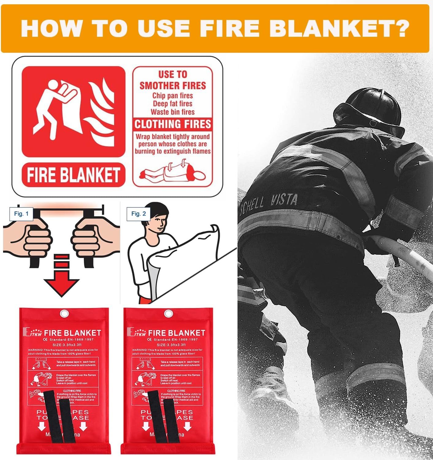 10 Pack Fire Blanket Fiberglass Fire Emergency Blanket Flame Retardant Blanket