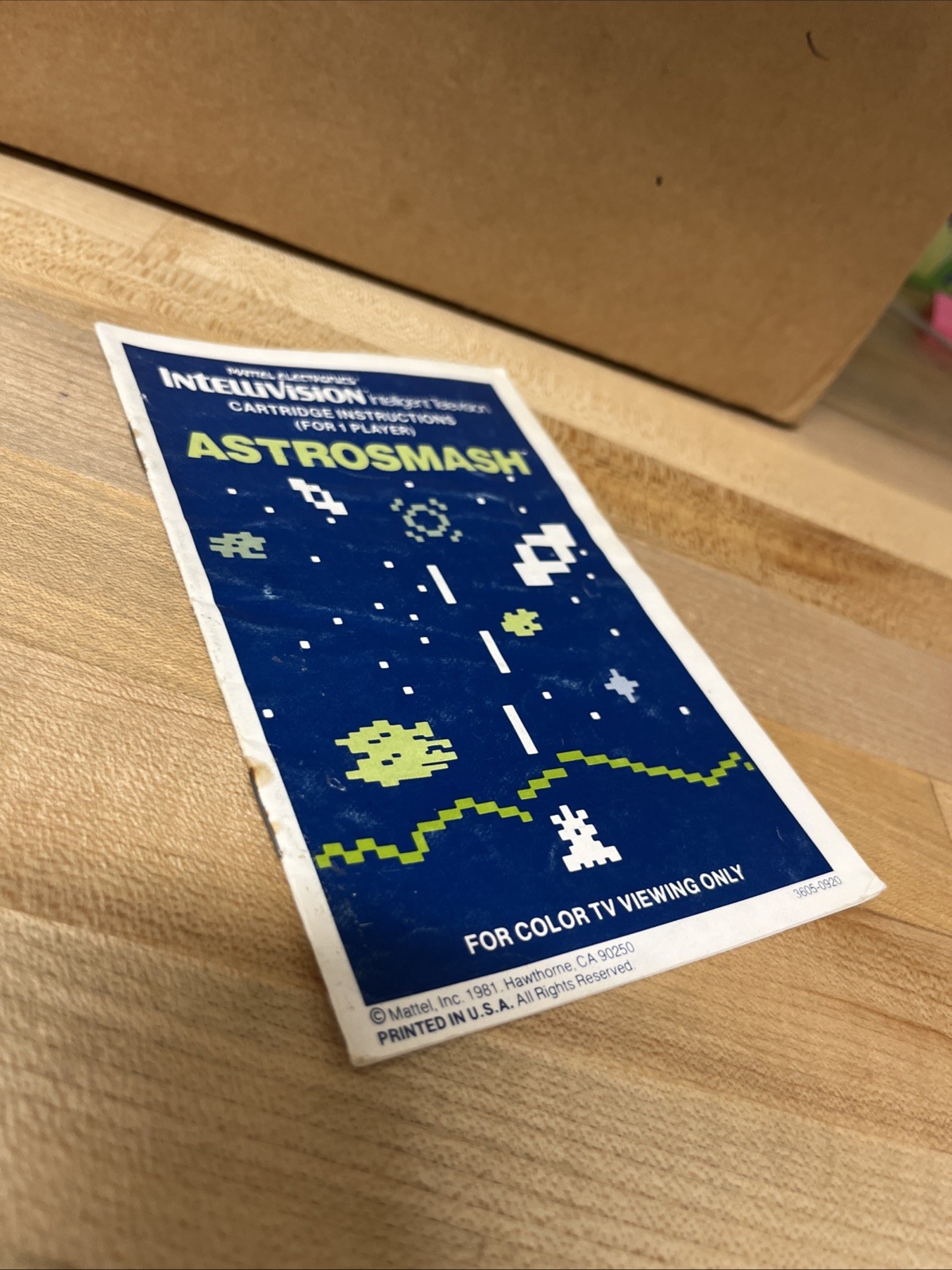 Astrosmash Intellivision Manual Only. EX Box 236