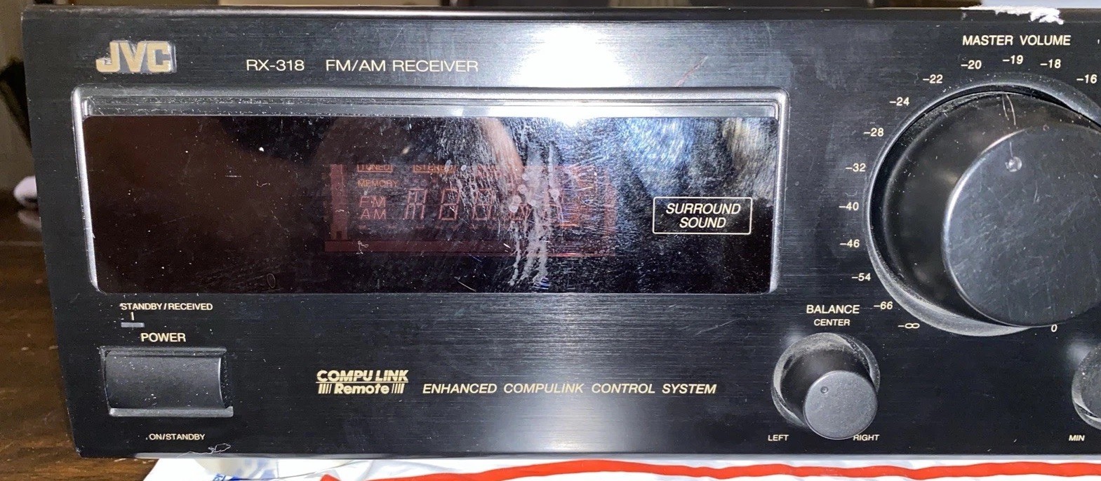 JVC RX-318BK Stereo receiver No Remote Untested Turns On