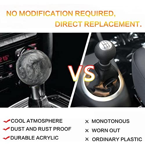 Shift knob Round Ball Marble Style Universal for Manual Automatic Vehicles Gray