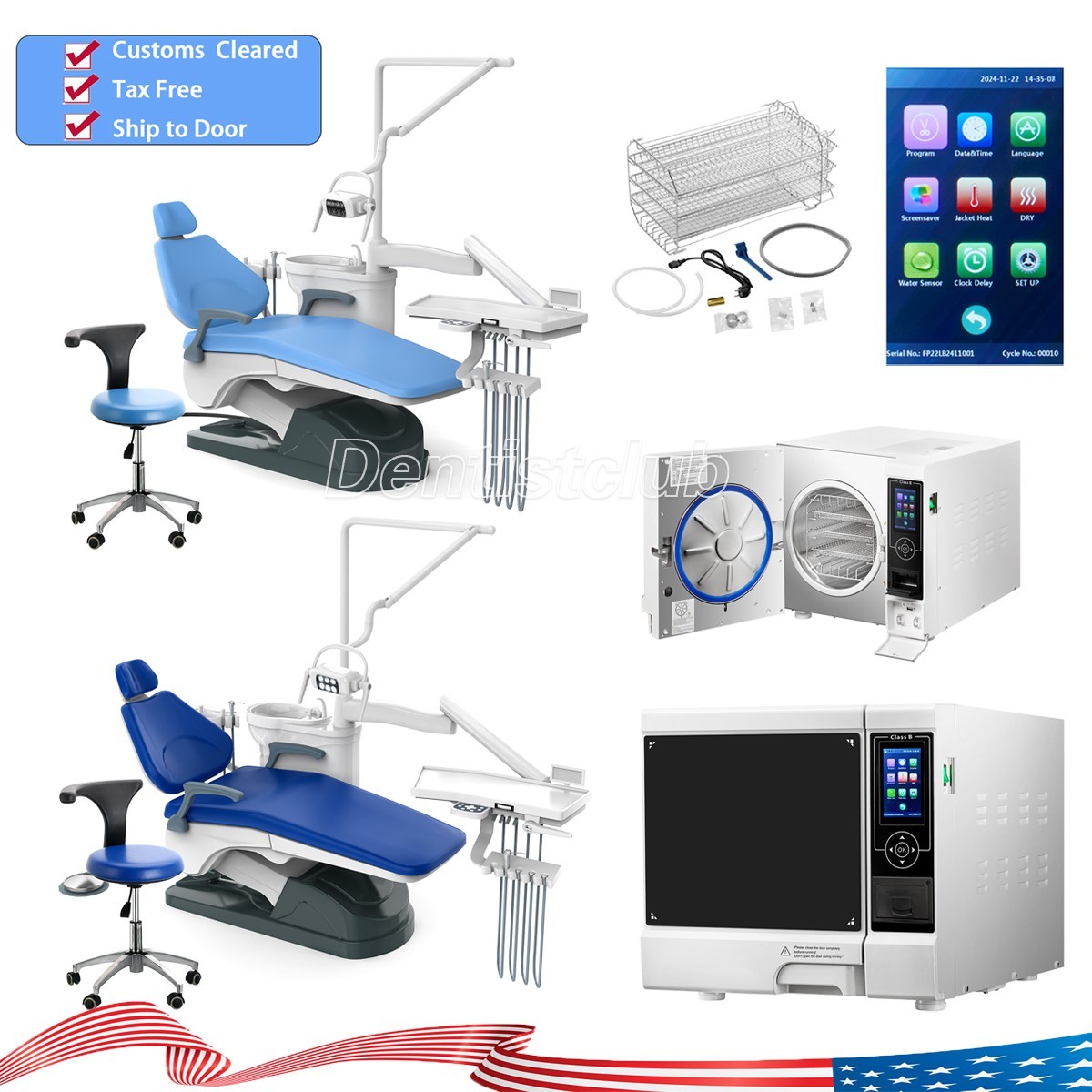 Dental Unit Chair DC Motor Computer Control /Autoclave Steam Sterilizer Class B