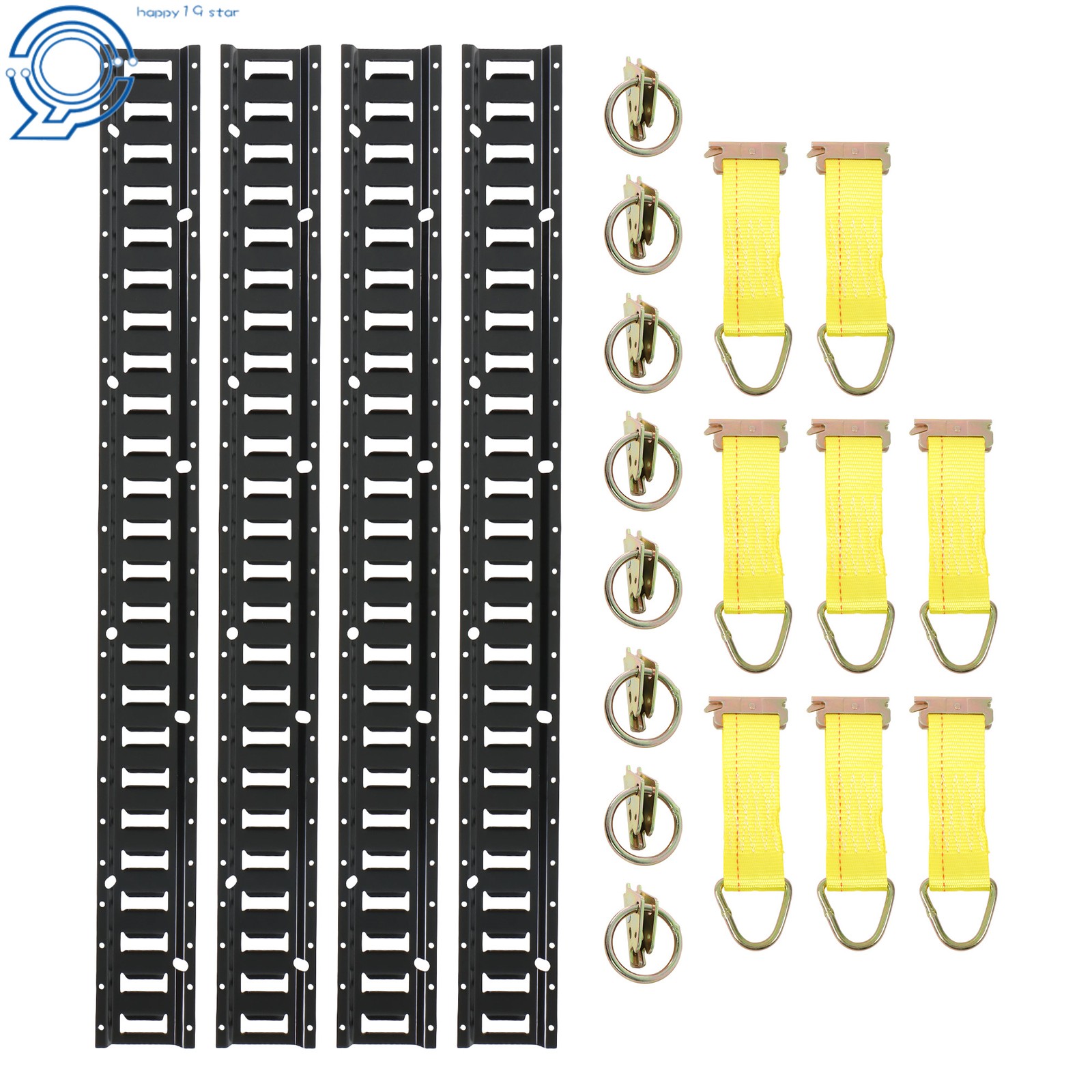 24 Pack E Track Tie Down Rail Kit  8×4' E Track Rails End Caps ETrack Straps