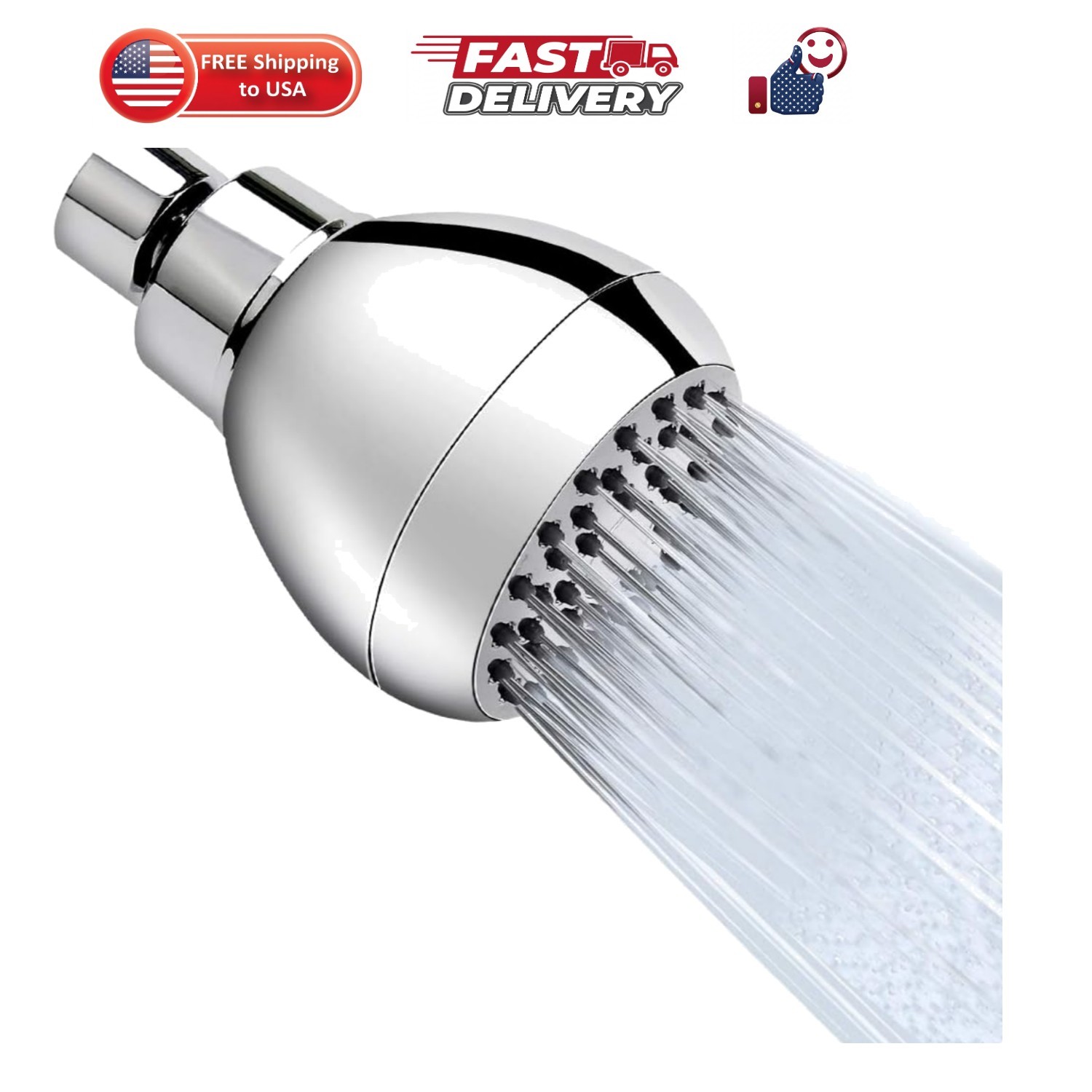 High Pressure Shower Head 3 Inches Anti-clog Anti-leak Fixed Showerhead Chrom...