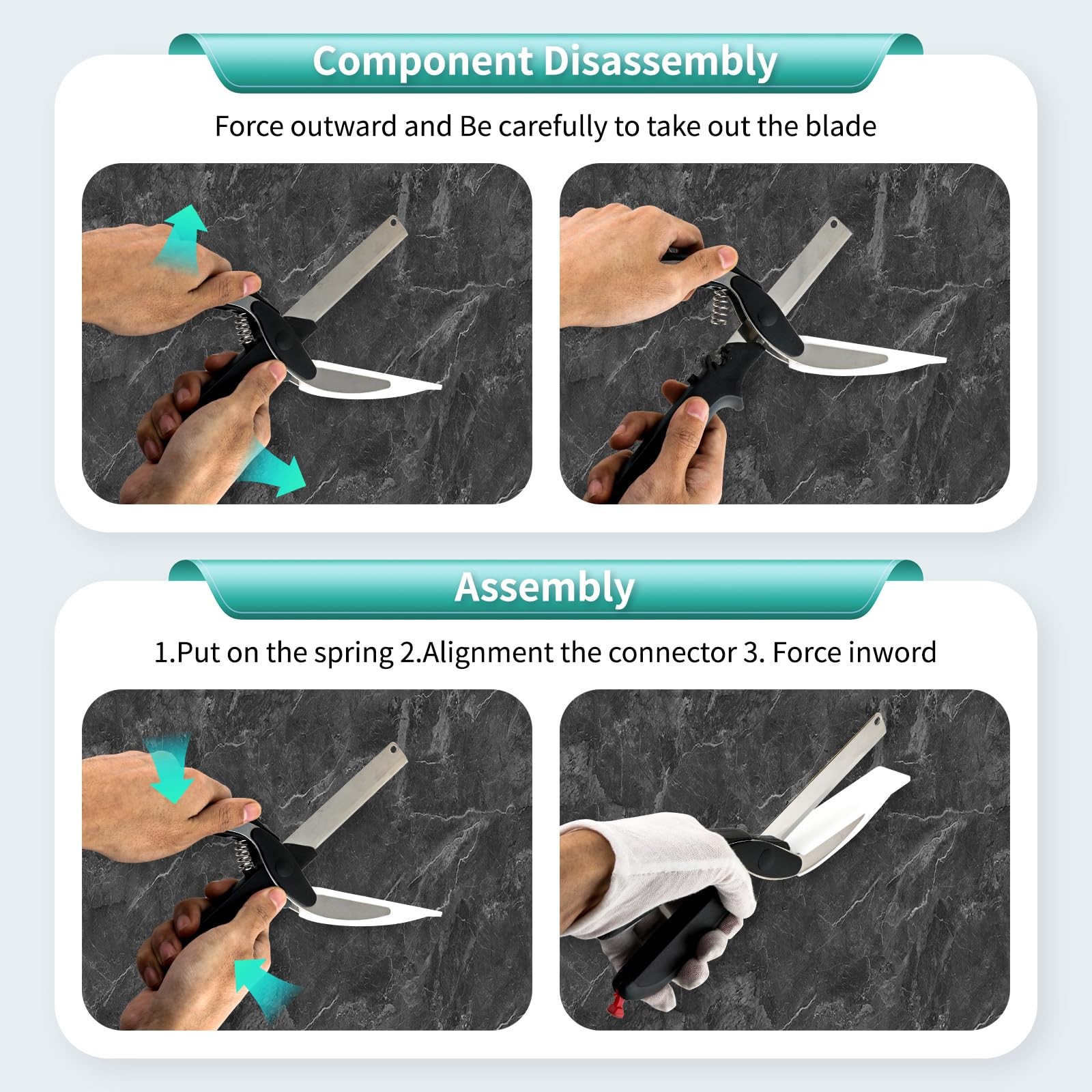 Professional 8-Inch Kitchen Shears with Built-in Cutting Board - Multi-Purpos...