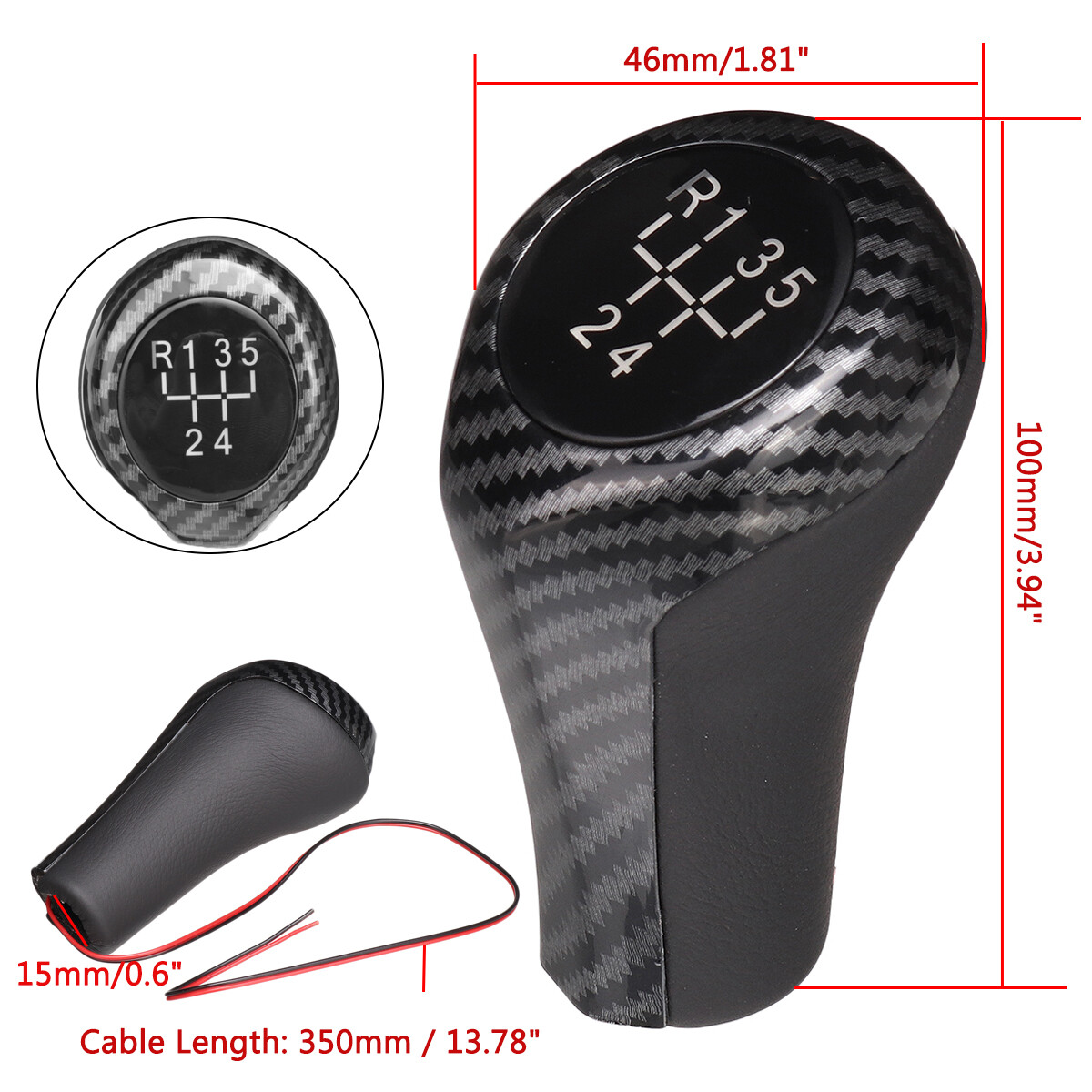 5 gear shift button shift lever PU leather carben look for BMW E46 E90 E91 X1