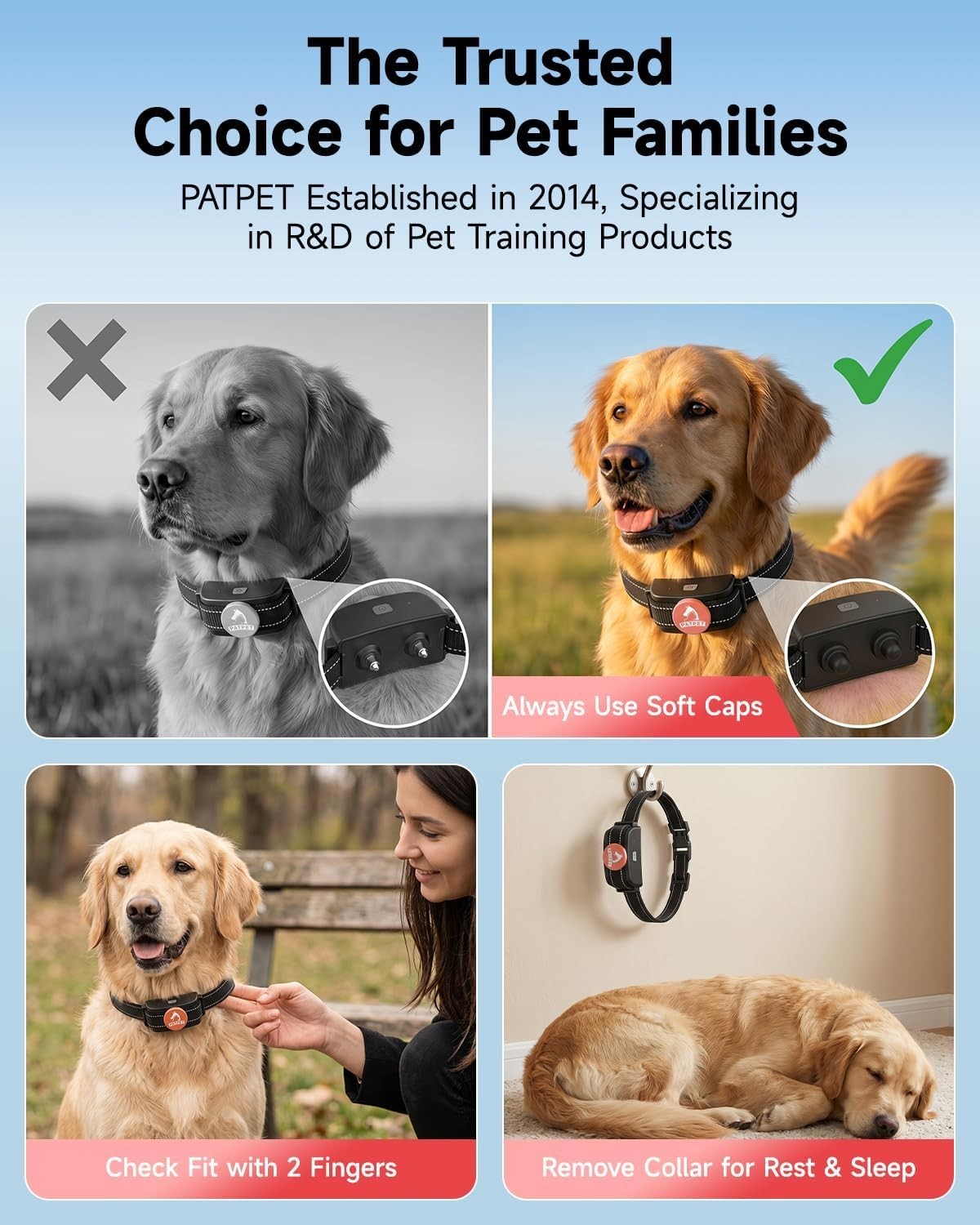 Electronic Dog Training Collar - Beep Vibration Shock Modes, 1000ft Range,