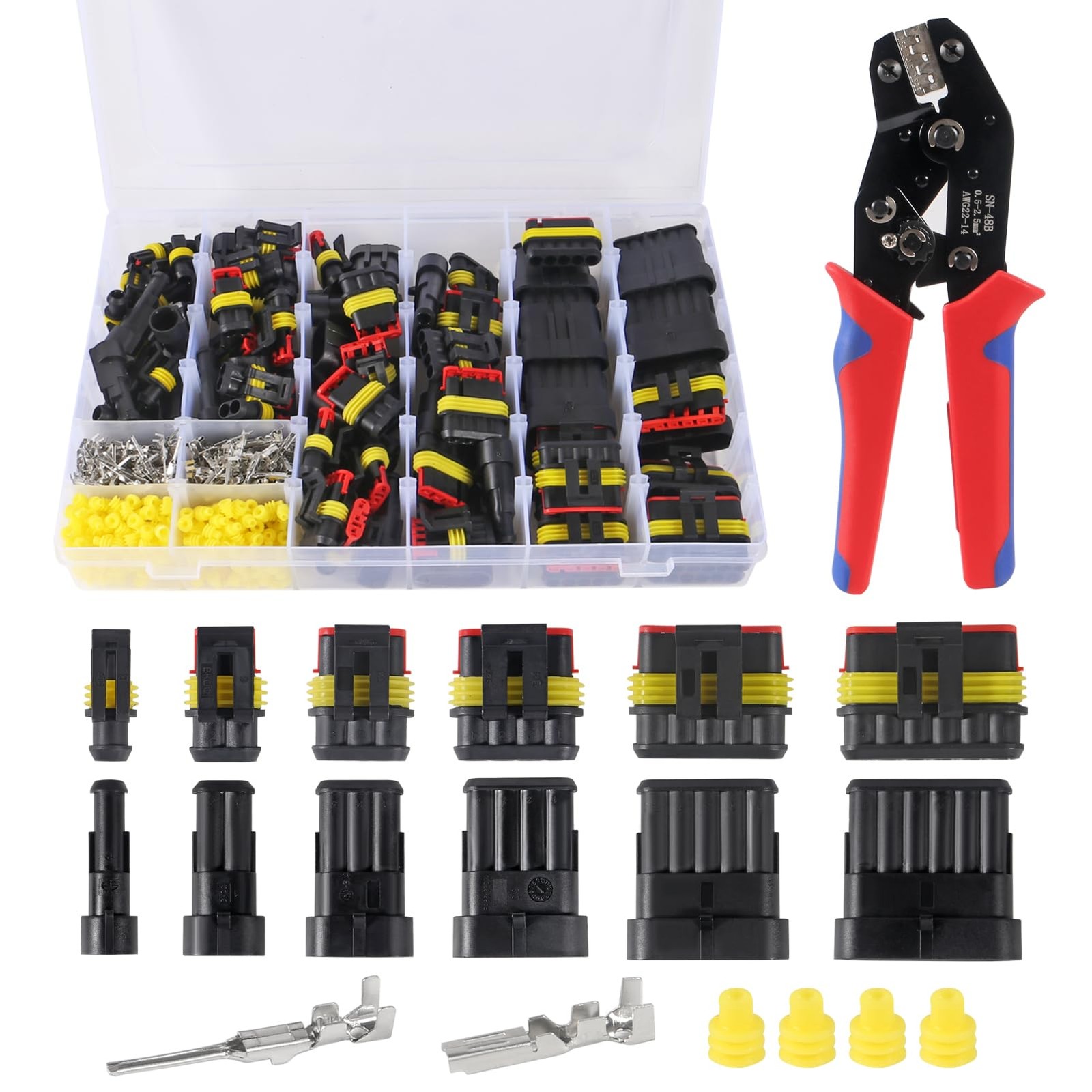 708 pieces waterproof car connection kit quick connector with crimping pliers...