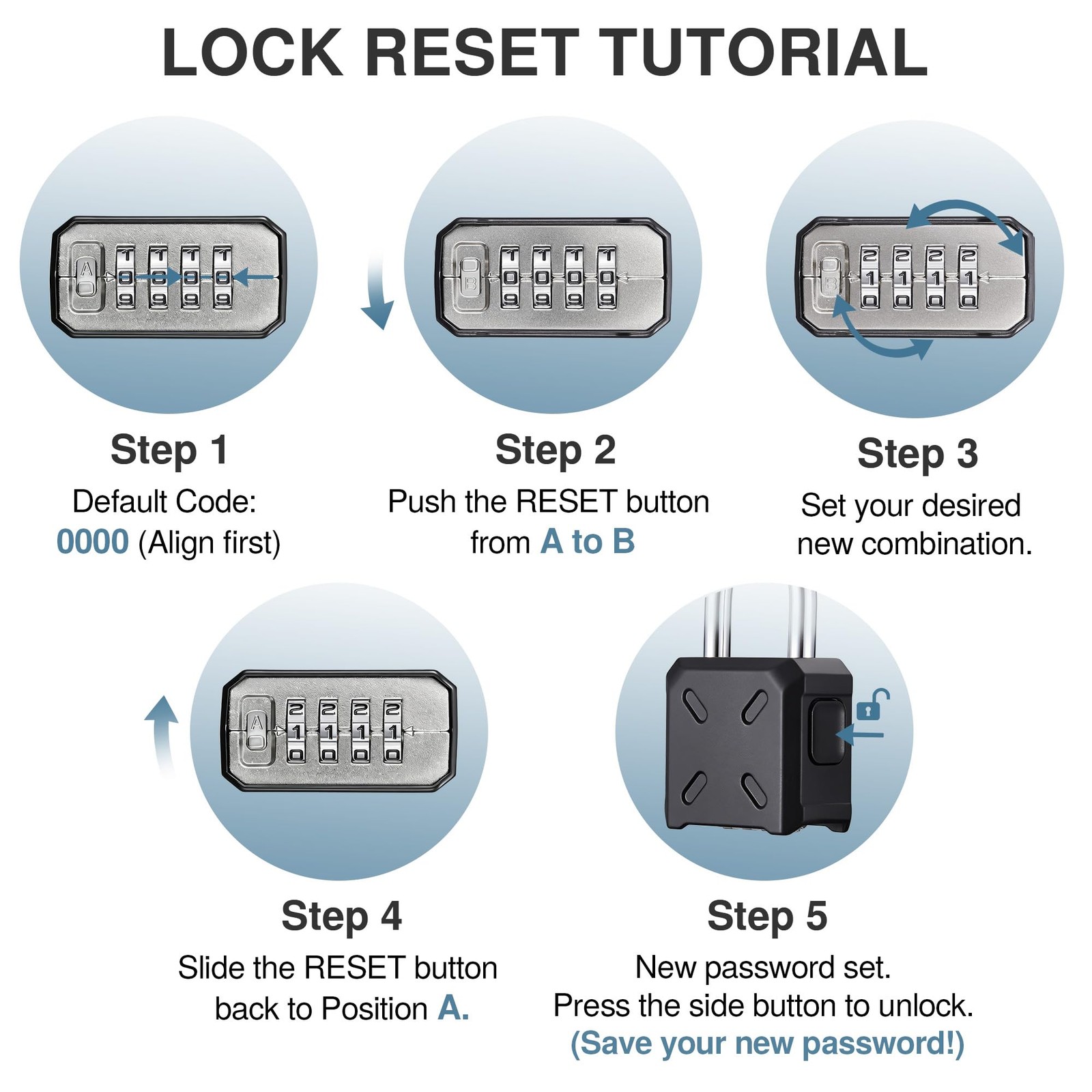 Puroma Combination Lock Heavy Duty Outdoor Padlock, Security Customizable 4