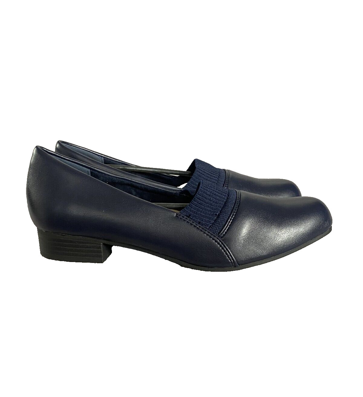 NEW Easy Street Shoes Aba Slip On Loafers Navy Stretch Womens 7.5W Super Flex