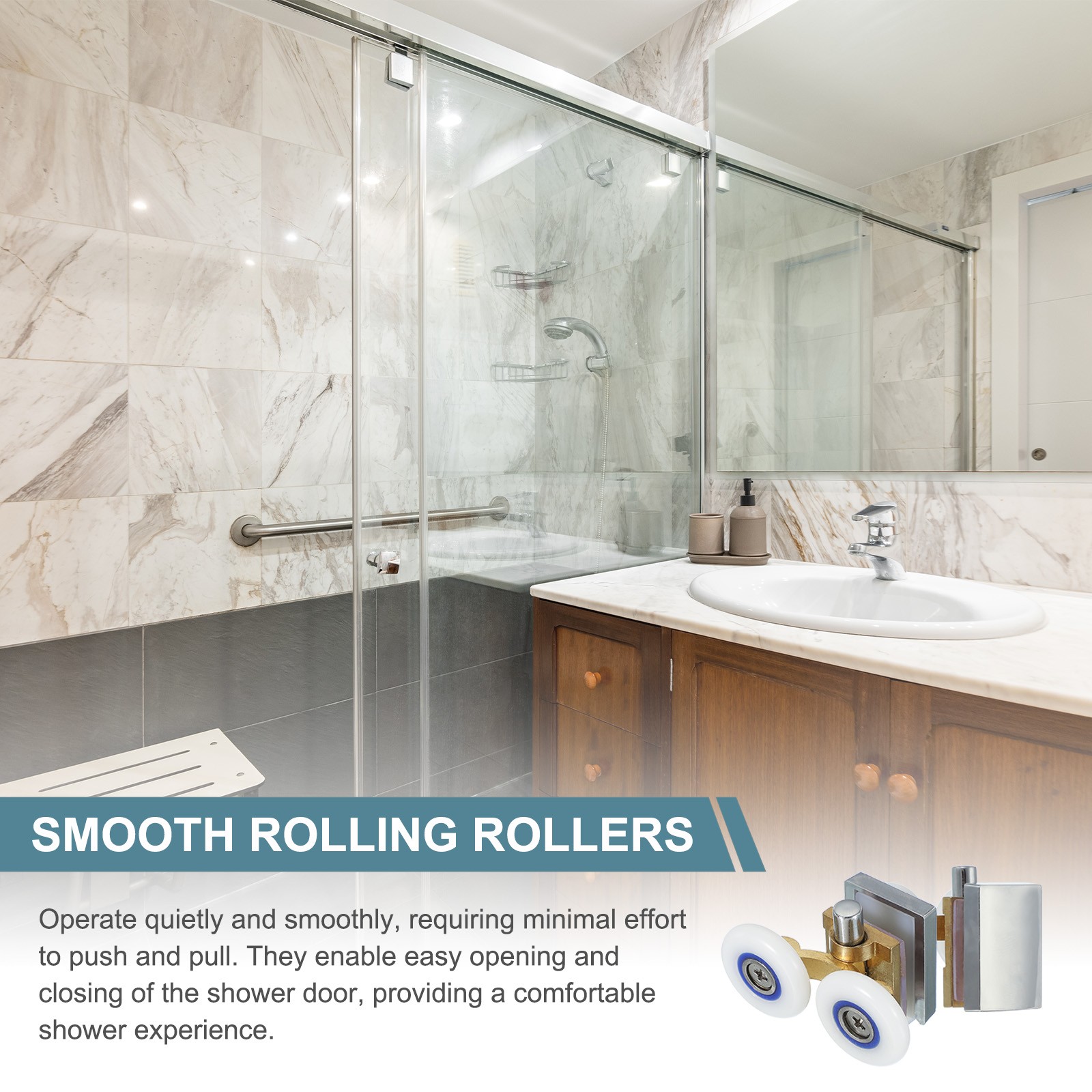 4 Pcs 26mm Double Shower Door Rollers Copper Bottom Wheels Copper Tone