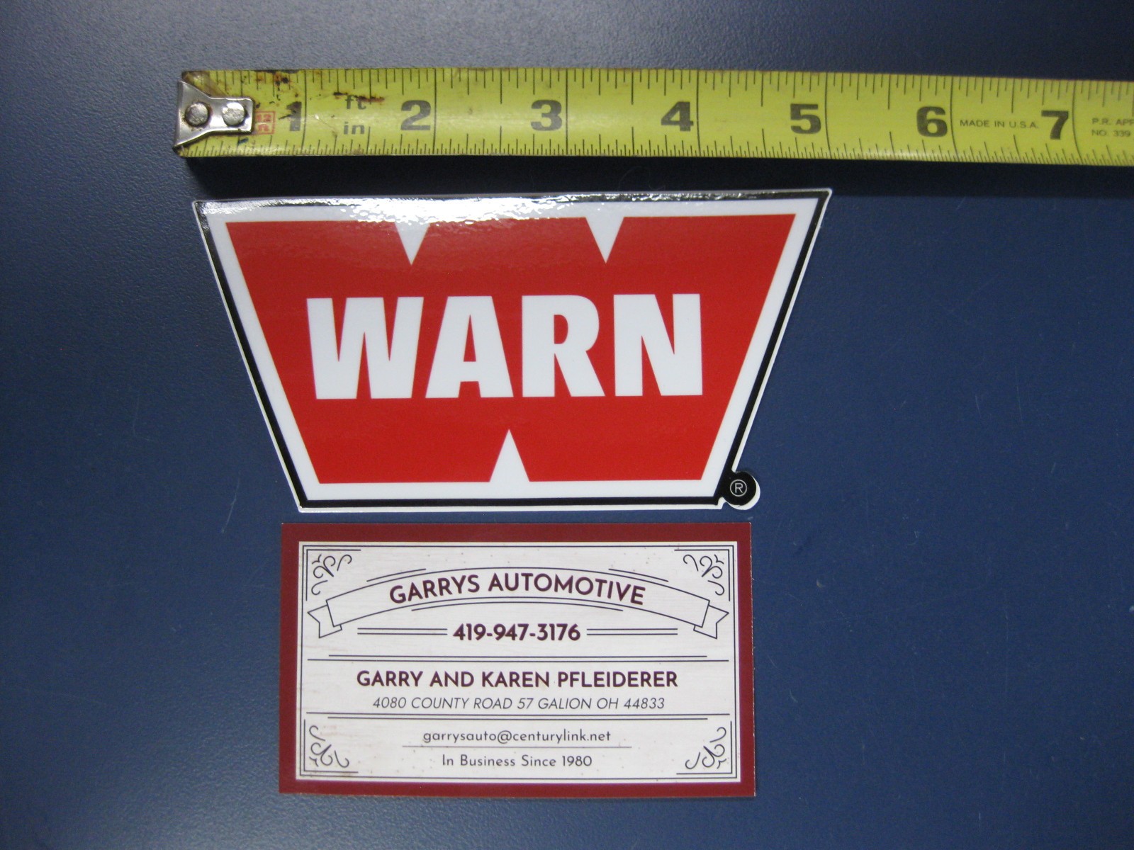 Genuine WARN 5 inch X 2.5 Inch Red W Decal Label Sticker
