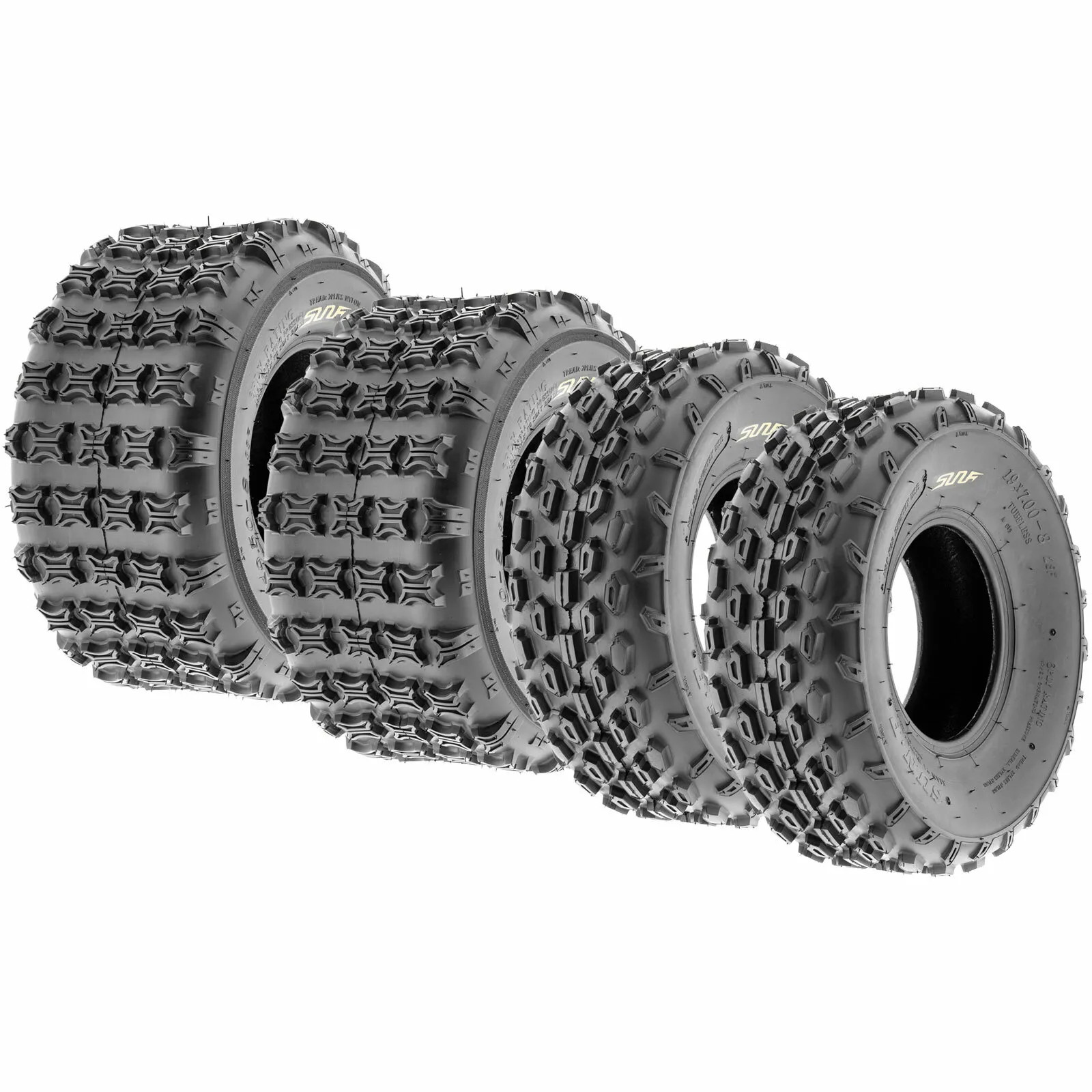 SunF 19x7-8 & 18x9.5-8 MX XC ATV Tires A/T Tubeless 6 PR A015 & A018 [Set of 4]