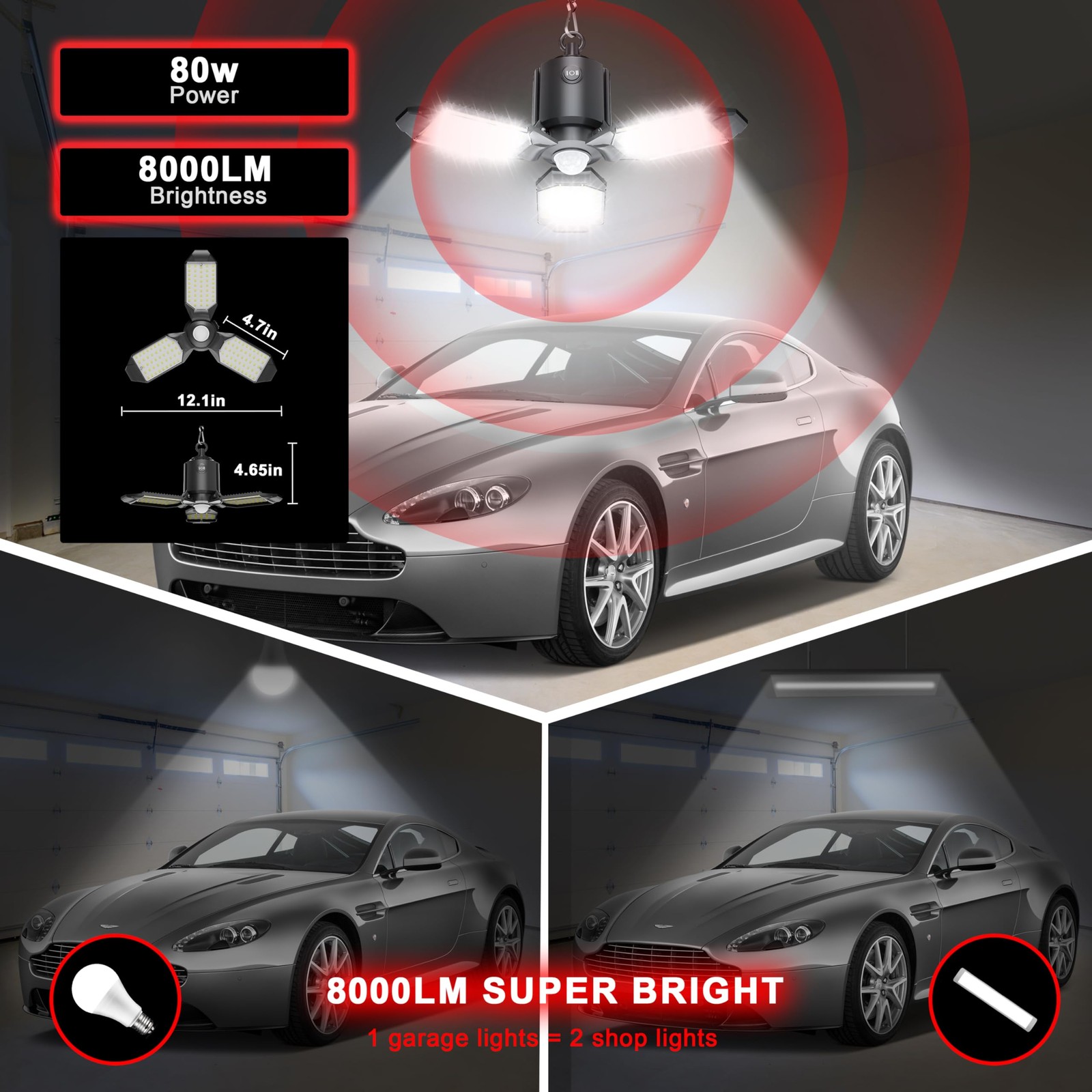 Led Garage Light Plug In Motion Sensor 80w Motion Sensor Light Indoor Garage Lig