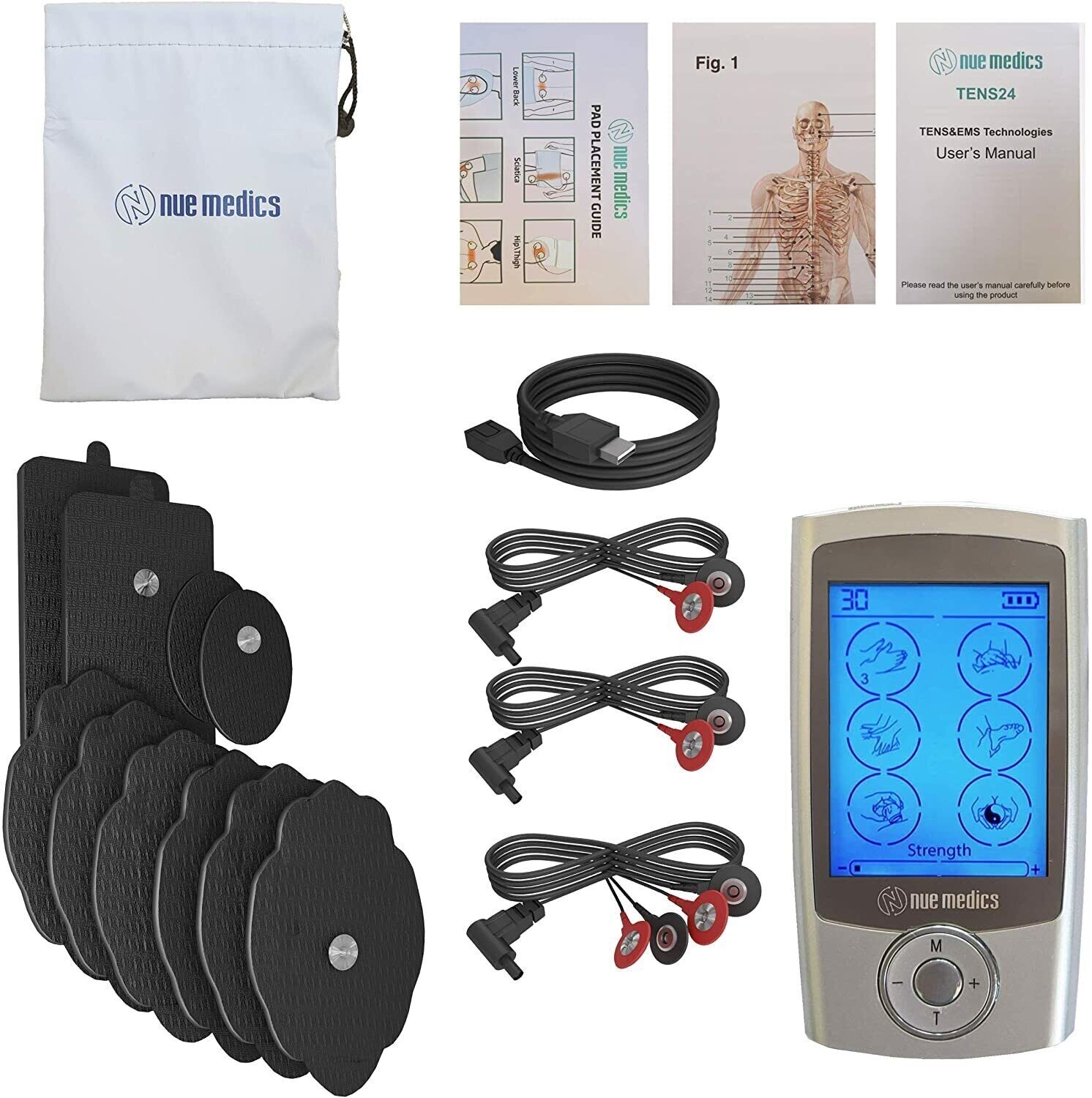 24 Modes Tens Unit Muscle Stimulator Machine Pulse Massager Pain Relief
