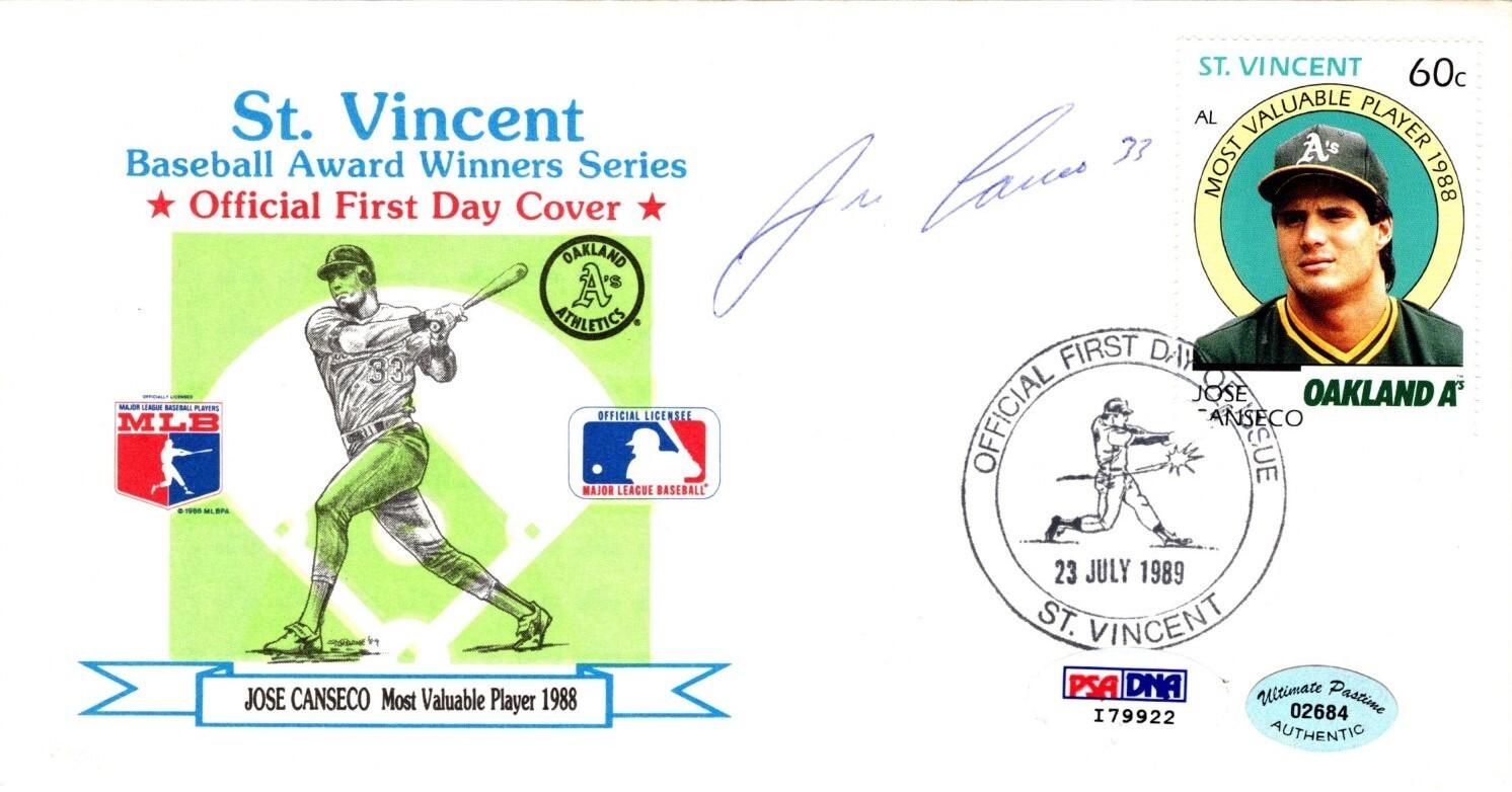 Jose Canseco Oakland A's 1988 World Series MVP Signed FDC Cachet w/PSA DNA COA