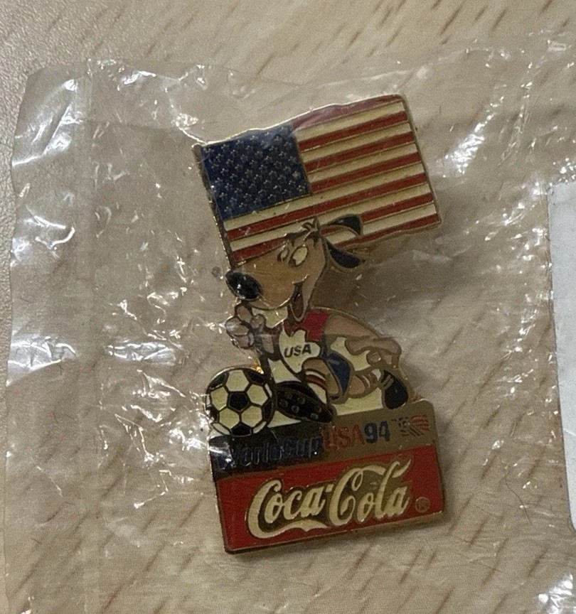 Vintage World Cup 94 Coca-Cola USA Soccer Pin with American Flag