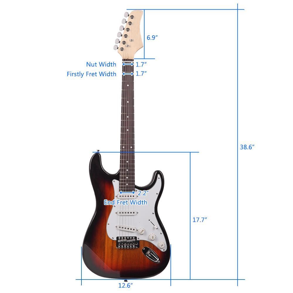 Solid Body Full-Size 39 " GST Electric Guitar Beginner Starter Bag Cable Sunset