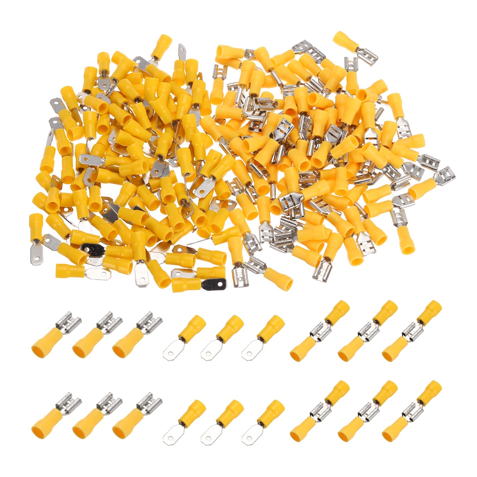 100 Set Heat Shrink Wires Terminals, 22-16AWG Yellow Insulated Crimp Terminals