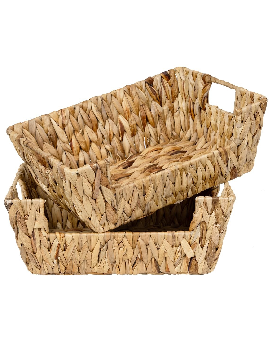 StorageWorks Wicker Basket for 13 ½"L x 10 ¾"W x 5"H, Natural(Water Hyacinth)