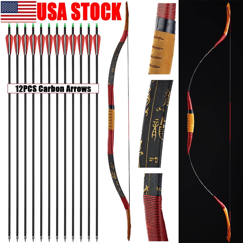 Archery Traditional Recurve Bow 15-50lb Mongolian Horse Bow Hunting Arrow Target