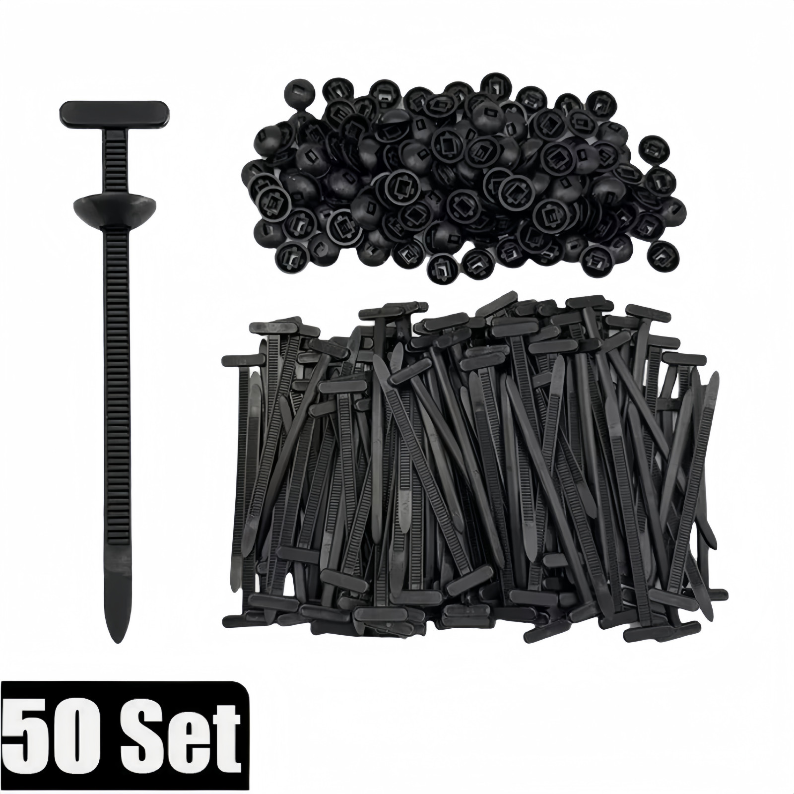 50PCS Nylon Universal Cable Tie Buckle Heavy Duty Self-Locking Zip Ties Holder