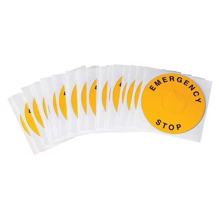 Brady Thtep-247-593Yl Emergency Stop Legend Plate Label, 22Mm, Black On Yellow,