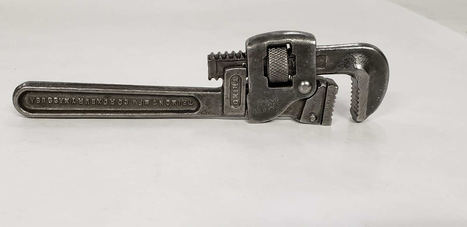 Vintage 8" Trimo Adjustable Pipe Wrench Size 8 Roxbury Mass. Drop Forged