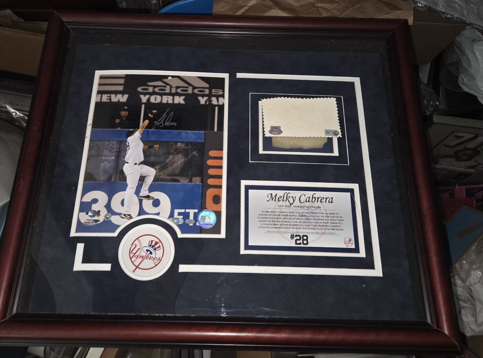 Melky Cabrera Auto "Robbin Manny" Game Used Pad, 8 x 10, Auto, Steiner LOA/COA