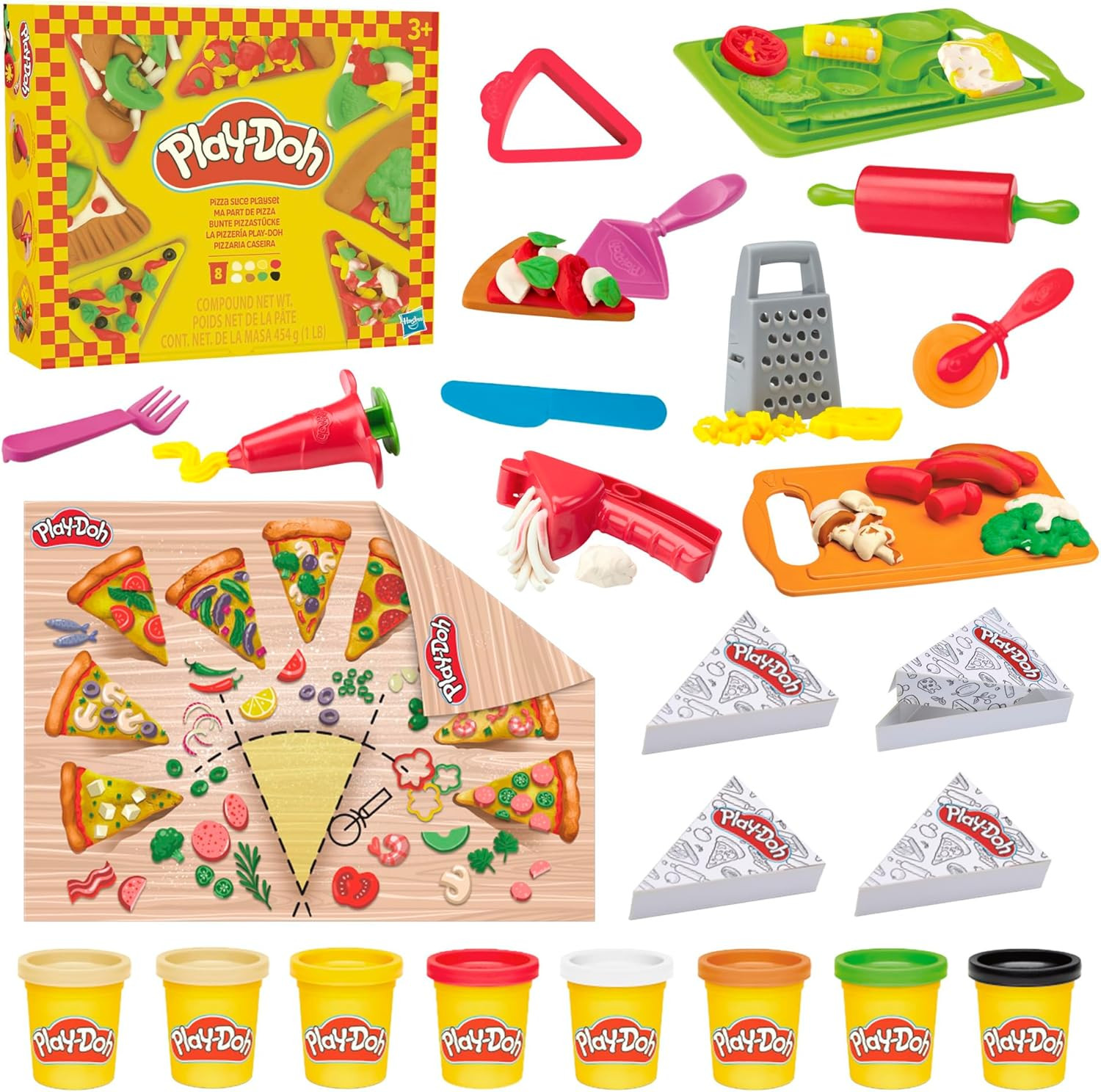 Play-Doh Pizza Slice Playset, Play Food Kitchen Toys for Kids, Arts & Crafts for