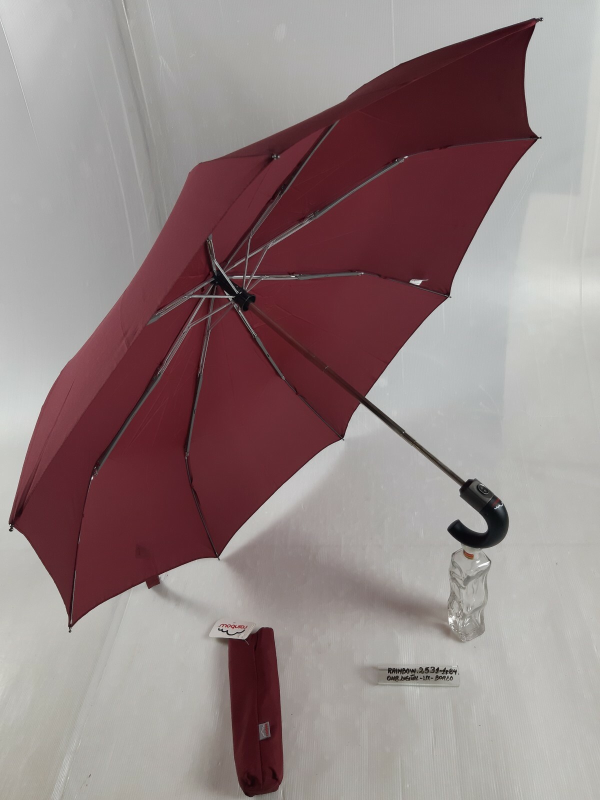 Unisex Mini Umbrella - Automatic - 8 Sticks - Bordeaux - 25311 - Rainbow