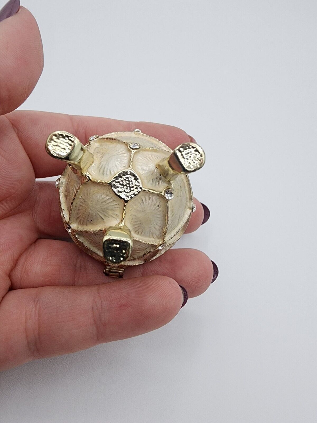 Small Metal Egg trinket box 2 1/4” Enamel Footed