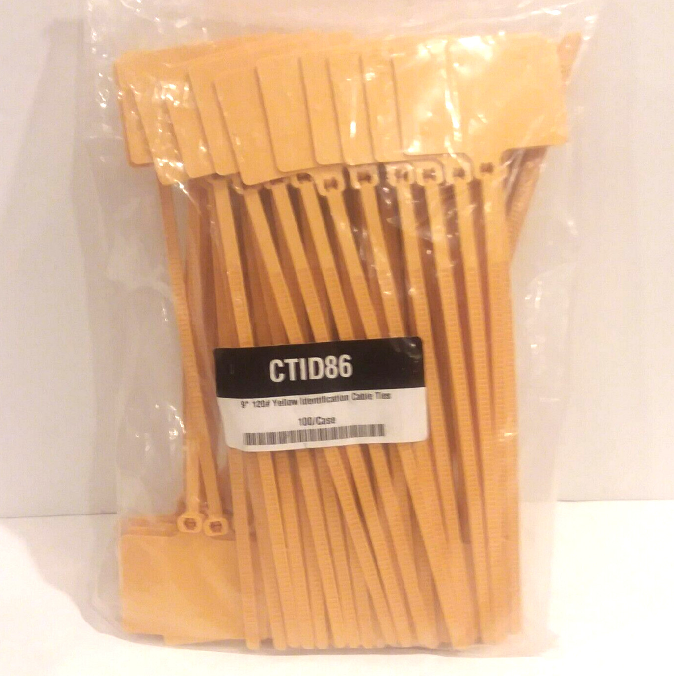 9" Yellow CTID86 Identification Cable Ties 120# Bag of 100