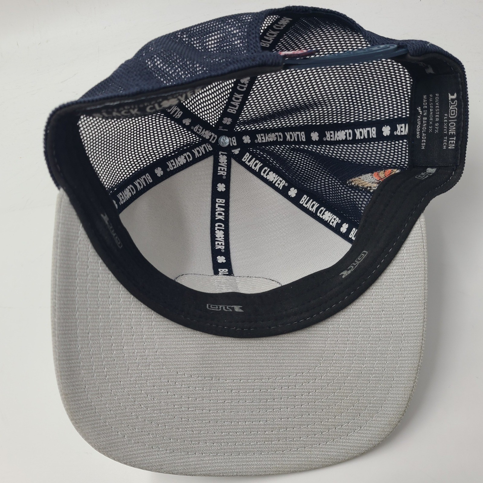 Black Clover Hat Snapback Trucker Mesh Gray Blue USA Live Lucky Patch Golf Men