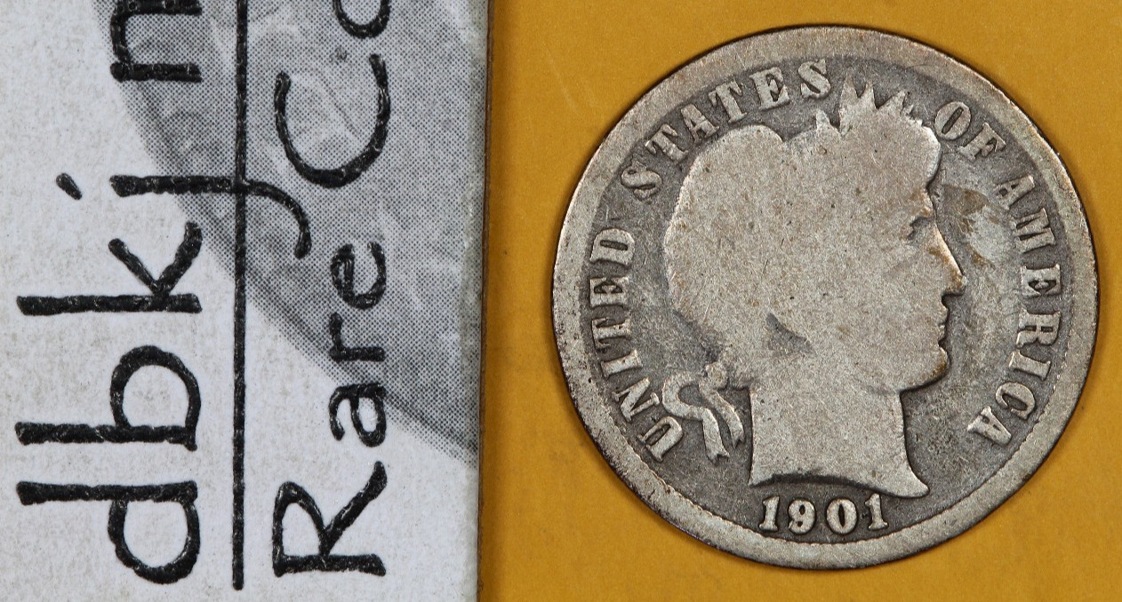1901 O - Liberty Head "Barber" Silver Dime 10¢ - G - Good dbkjA